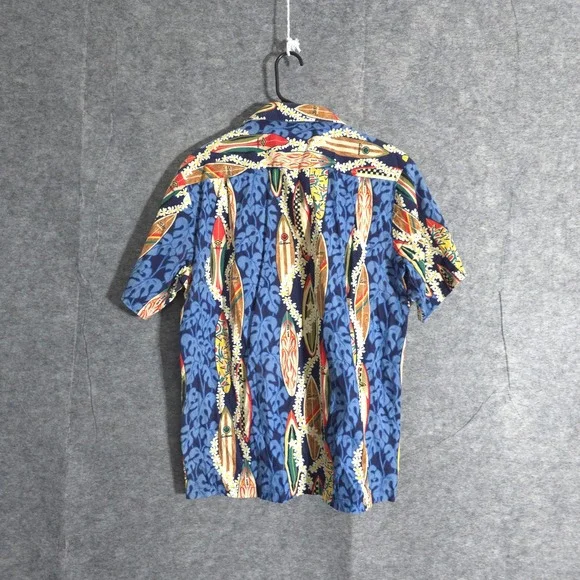 RJC Surfboard Hawaiian Shirt Mens Medium Aloha Beach Camp Casual Blue Outdoor - Picture 2 of 8